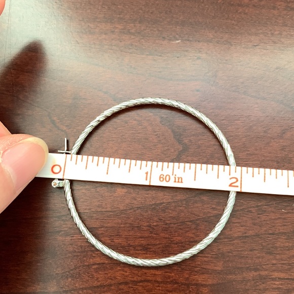 Textured Silver Hoop Earrings - Picture 8 of 8